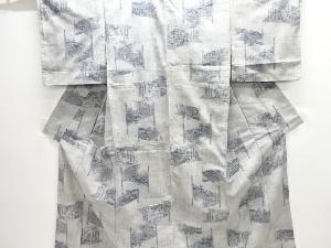 アンティーク　草花模様織り出し手織り紬着物